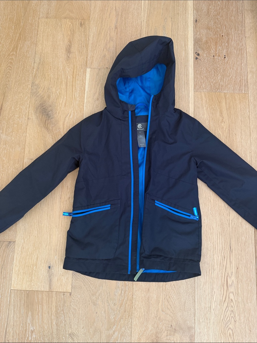 Champion Kids Black Hooded Raincoat with Blue Trim